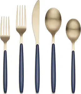 Cambridge Kiernan Navy Handle 20-Piece Silverware Set for 4, Flatware
