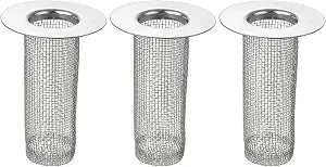 uxcell 3Pcs Modern Stainless Steel Sink Strainer, Fit for Diameter 0.98"-2" Drain Hole, 80mm/3.15" Deep, Silver