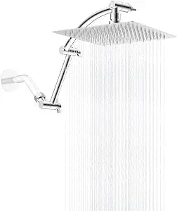 Hibbent All Metal 8'' Rain Shower Head with 16'' Extension Arm, Chrome