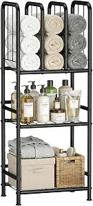 3-Tier Towel Storage for Bathroom, Freestanding Towel Rack with Dividers