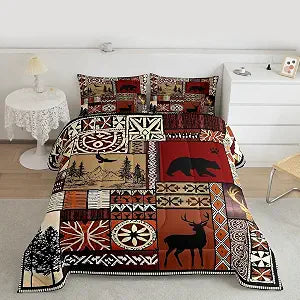 Feelyou Bear Deer Comforter Set Queen Size for Kids Boys Girls Bedding Set