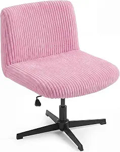 Chumia Elastic Criss Cross Chair Cover Office Mid Back, Pink, Faux Fur