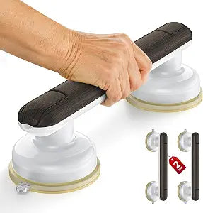 2-Pack Semi-Permanent Suction Grab Bars for Shower Antique Oak