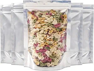Kingrol 150 Pack 5 x 7.8 Inch Aluminium Foil Stand Up Food Pouches Bags with Resealable Lock Seal Zipper, Heat Sealable Packaging Bags for Jewelry, Screw, Food Storage
