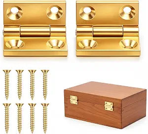 2Pcs Mini Solid Brass Hinges 90 Degree Jewelry Box Hinges with Screws Solid Small Hinge for Wooden Box Jewelry Gift Boxes Wooden Case Delicate Boxes 19x12.5mm/0.75"x0.49"