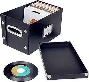 Snap-N-Store 7 Inch Vinyl Record Storage Box, 1-Pack, Holds 75 LPs Per Box