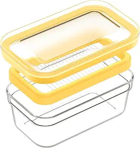 UNIVIVO 280g Butter Slicer Cutter and Airtight Container for Fridge, 2-in-1 PC Butter Dish with Stainless Steel Wires for Easy Portion Control, Slices After 15-20 Mins Softening, Clear Butter Keeper