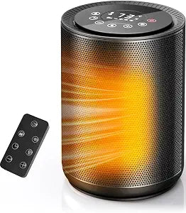 Electactic Small Space Heater for Indoor Use, Portable Electric Heater with Remote, Thermostat, Child Lock and Overheat Protection ETL, 3 Heating Modes Electric Fan for Home/Office,1500W(Black)