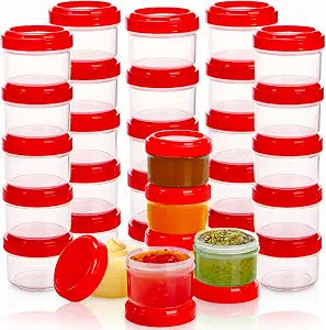 Elsjoy 30 Pack Condiment Container with Lid, 1.18 Oz Salad Dressing Container Cup To-Go Small Food Storage Container, Reusable Leak Proof Mini Sauce Cup Container for Lunch, Picnic, Fridge