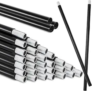 Noamus 20 Pack Matte Black M10 Threaded Extension Rod, 12 Inches Chandelier Hanging Rods for Pendant Light, Kitchen Island Lighting, Lamp Fixture Down-rods&Stems, Dining Room, Living Space (30cm)