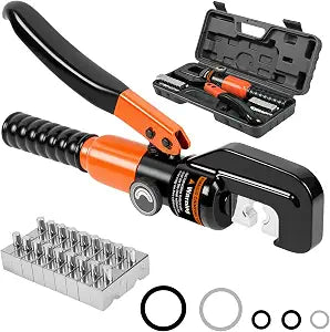 Hydraulic Crimping Tool, 12 to 2/0 AWG Crimping Tool with 9 Dies
