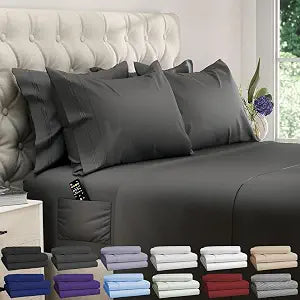 DREAMCARE King Size Sheets Set - 6 pcs Breathable Cooling Sheets King Size