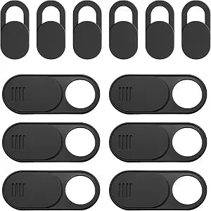 Laptop & Phone Camera Cover Slide (12-Pack) Ultra-Thin Privacy Webcam Cover for Laptop, PC, Tablet, Smartphone & Desktop Black