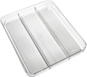 madesmart Clear 3 Compartment Utensil Tray, Grey