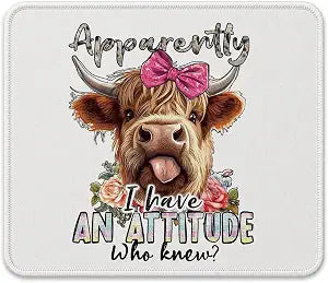 QIYUHOY Highland Cow Office Desk Accessories Mouse Pad Decor, 9.5x7.9 inch