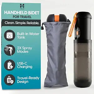 Portable Travel Bidet - Rechargeable Electric Handheld Bidet Sprayer with USB-C Charging & LED Indicator - Waterproof Bidet Bottle for Travel, Camping & Bathroom Use