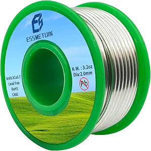 Essmetuin Lead Free Solder Wire(Sn99.3Cu0.7) For Plumbing Solder/Stained Glass/Crafts/Jewelry 217 Melting Point 2.0MM No Flux,ROHS (3.2oz)