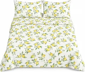 KRISHNA 4 Piece Queen Sheet Set, Hotel Luxury, 12" Deep Pocket, Lemon