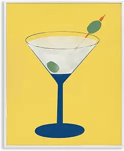 Martini Glass Over Yellow Cocktail, 11 x 14 Inch Framed Gicle Print