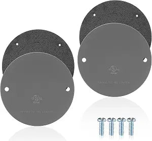 2 Pcs 4 Inch Round Weatherproof Blank Cover, Electrical Box Plate, Gray