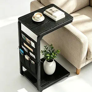 Wood Pedestal TV Trays for Eating on Couch Tables that Slide Under ET-P-BK1