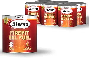 Sterno Fire Pit Gel Fuel, 3-Hour Burn, 6 Pack