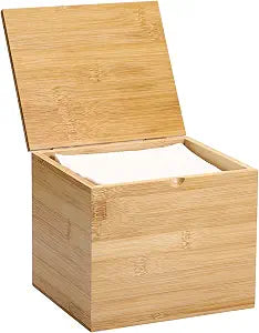 Sumnacon Disposable Face Towel Holder Bamboo Facial Towel Holder with Lid