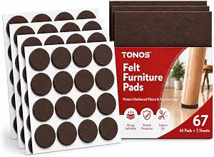 Felt Furniture Pads for Hardwood Floors, Felt Fads for Chair Legs, 64+3 PC