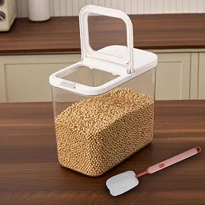 Rice Dispenser 20-25 lbs with Measuring Spoon - Large Airtight Storage Container for Rice, Flour, Cereal - 11.4Qt/12L BPA-Free PET, Slim Space-Saving Flip Lid Bulk Rice Bin Holder with Brush