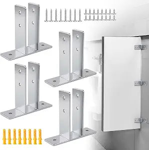 4 Pack Two Ear Urinal Screen Brackets, Powder-Coated Iron Bathroom Partition Hardware for 1" Panels, Bathroom Stall Hardware with Fasteners for Restroom Partitions (4, Sliver)