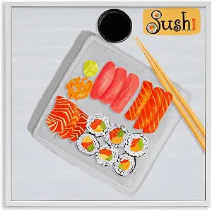 Sushi Plate Kitchen Still Life, 17 x 17 Inch Framed Gicle Print