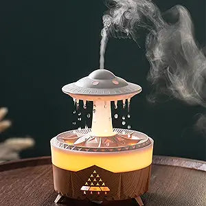 Raindrop Humidifier for Bedroom, 350ml Cool Mist Humidifier with Essential Oil Diffuser, 7 Colors LED Night Light & 4 Timers, Ultrasonic Vaporizer for Home Nursery Office