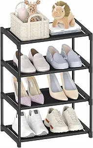 Autonomier 4 Tier Extra Small Shoe Rack (16.3" Wide), Space Saver Shelf