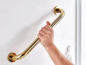 12-Inch Grab Bar for Hotel/Motel/Home Shower Safety, Solid Brass, Polished Gold, Heavy-Duty Construction Armrest, Bathroom Bathtub Handrail