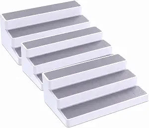 YAN & HIN 3 Tier Spice Rack Organizer for Cabinet, 3 Pack Non-Slip Spice Rack Shelf Organizer, Holds 24+ Jars, Plastic Spice Organizer for Cabinet, Pantry & Kitchen Countertop, White