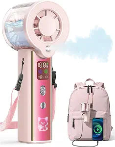 Portable Misting Fan with Mist, 3-in-1 Rechargeable Handheld 4000mAh