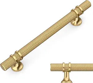 Amerdeco 10 Pack Knurled Champagne Bronze Cabinet Pulls 5 Inch Hole Center Kitchen Cabinet Handles for Drawer, Cupboard and Wardrobe