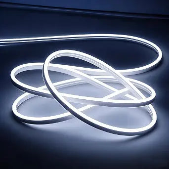 12V Cool White Neon LED Strip 16.4FT IP65 6500K Silicone Rope Light