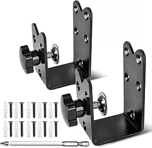 2 Pcs Twist-to-Lock Door Barricade Brackets - Heavy Duty Steel U-Shaped, Rust-Proof Powder Coated Security Door Reinforcement, Door Jammer for Home Barn Shed Garage Gate