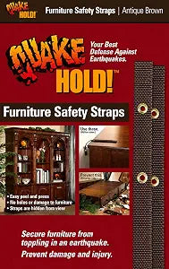 QuakeHold! 4162 Furniture Strap Kit, Antique Brown, 15 in Nylon Anchors