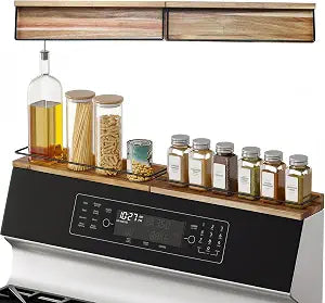 2-Piece 30" Magnetic Acacia Wood Stove Top Shelf for Gas/Electric