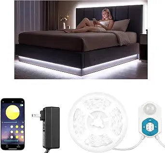 COB LED Strip Light Motion Senor 20ft, Daylight White 6500K Dimmable Super Bright 24V Dotless LED Light Strip for Mirrors, Cabinets, Kitchen Office Lighting
