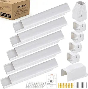 3" 7.5Ft Mini Split Line Set Cover Kit, PP AC Tubing Cover