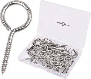 SHONAN 1.57" Stainless Steel Eye Screws for Wood, 30 Pcs Screw Eye Hooks, Indoor & Outdoor Use, 17 Lbs Capacity