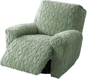 4 Pieces Recliner Chair Covers,Geometric Jacquard Plush Recliner
