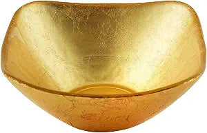 Elegance Atlas Square Gold Glass Bowl, 7.5-inch