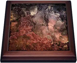 3dRose Uta Naumann Luxury Gemstone Marble Background - Copper and Gold Blush Rose Ombre Gemstone Ink Glitter Marble - 8x8 Trivet with 6x6 ceramic tile (trv_265467_1)