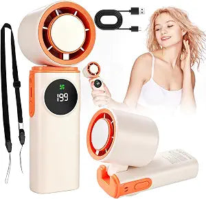 6000mAh Portable Handheld Fan with Ice Cooling, Cooling Portable Fan, 20H Long Battery Life, Turbo Fan Rechargeable Personal Mini Fan for Travel, Outdoor (Ice Compress Effect)