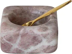 Bloomingville Marble Bowl with Brass Spoon, Pink