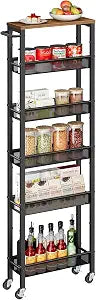 VASAGLE 6-Tier Utility Rolling Laundry Cart, 17.9 x 5.9 x 51.7 inch